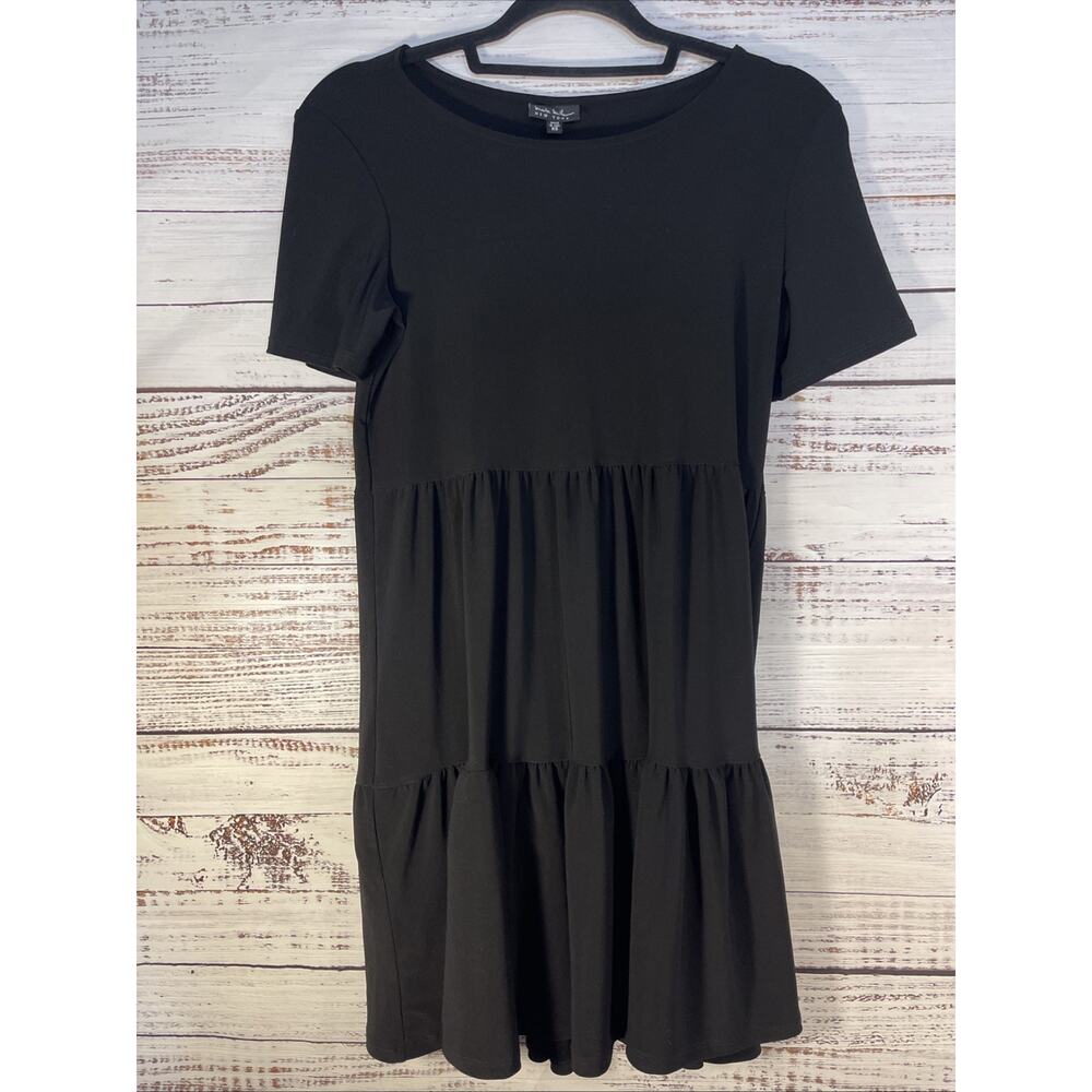 Nicole Miller New York XS Black Tiered Maxi Dress